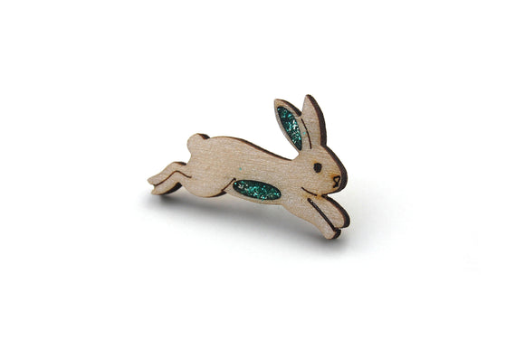 Bunny Rabbit Pin Badge - Emerald Green