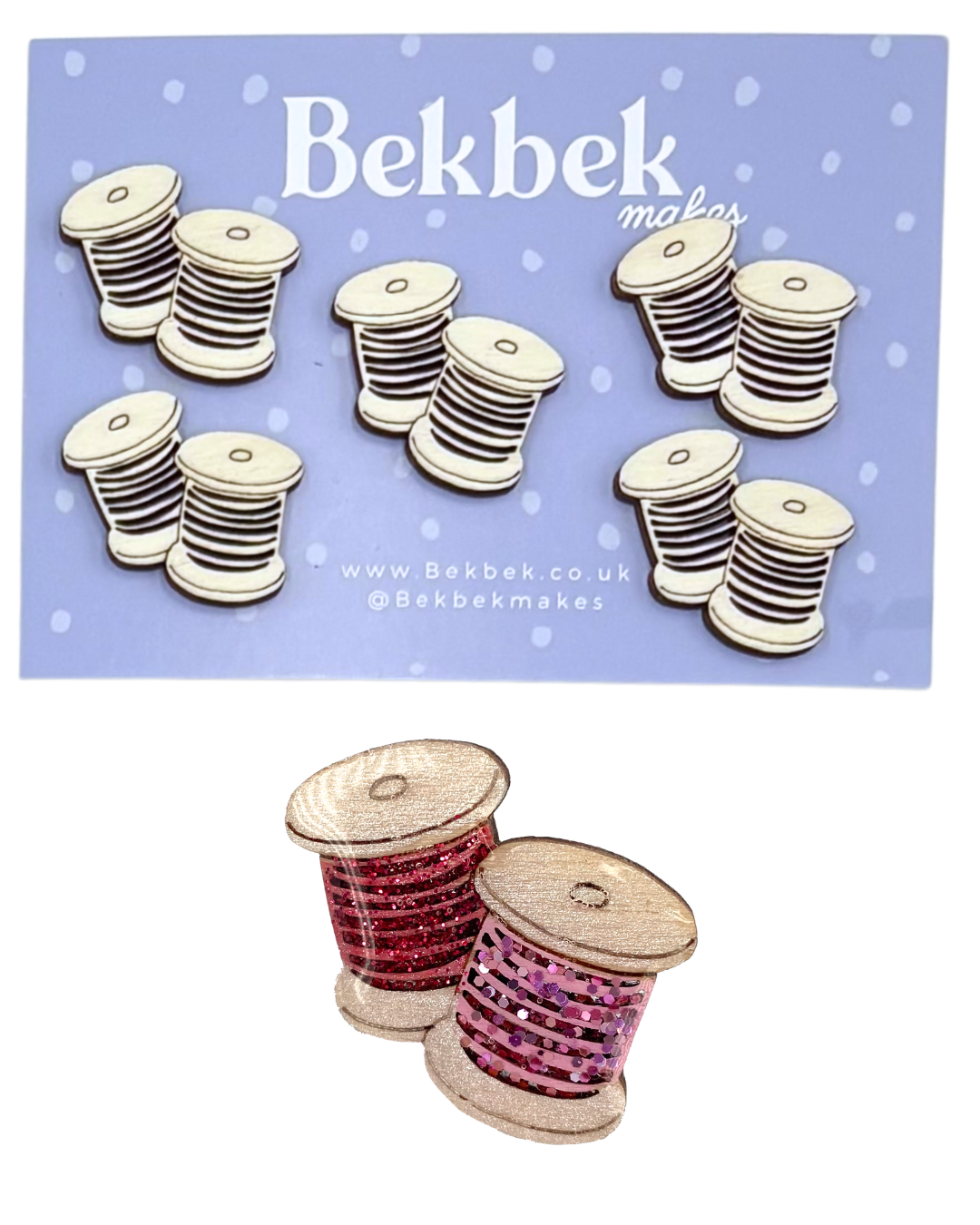 Double Cotton Reel Thread Wooden Shapes