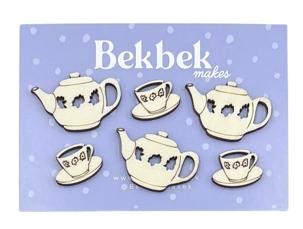 Tea Pot and Cup Wooden Shapes