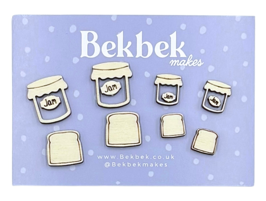 Jam and Toast Wooden Shapes