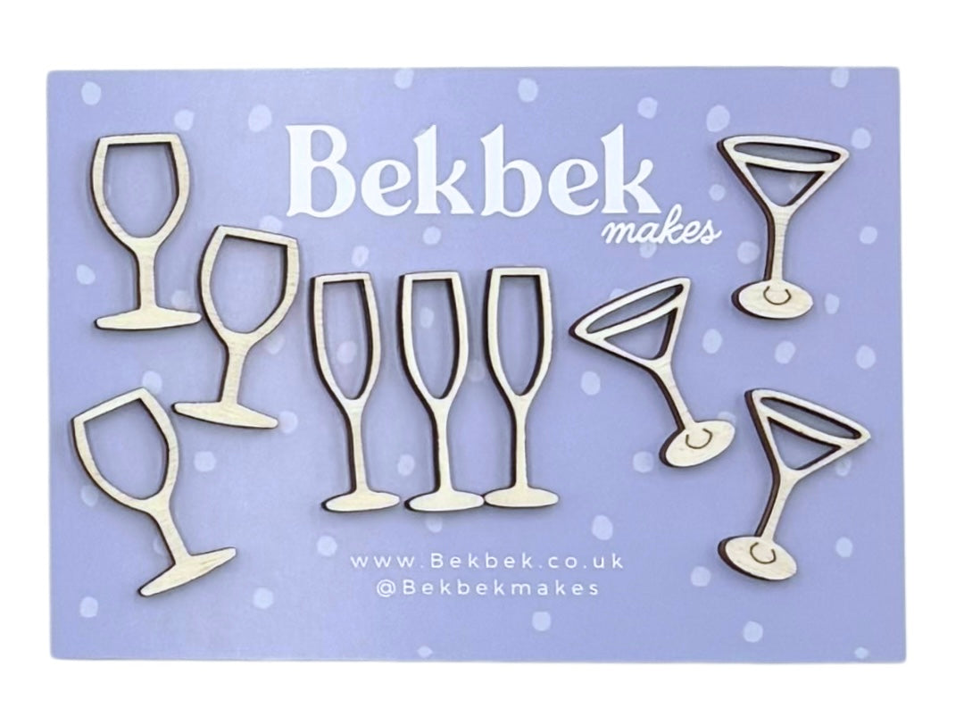Wine & Cocktails Drinks Wooden Shapes