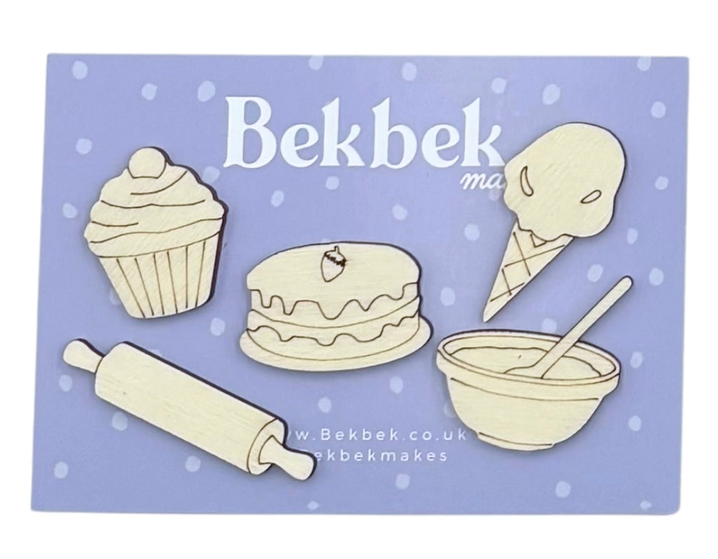 Cake & Ice cream Baking Wooden Shapes
