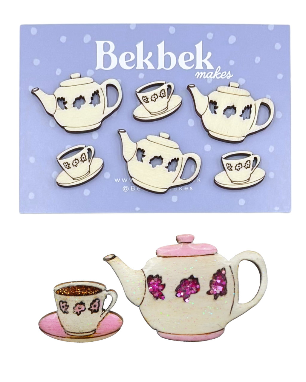 Tea Pot and Cup Wooden Shapes