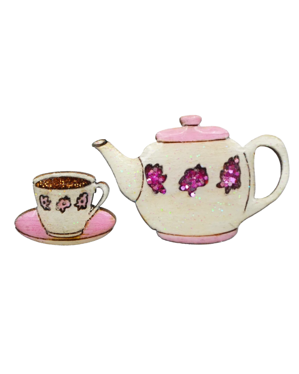 Tea Pot and Cup Wooden Shapes