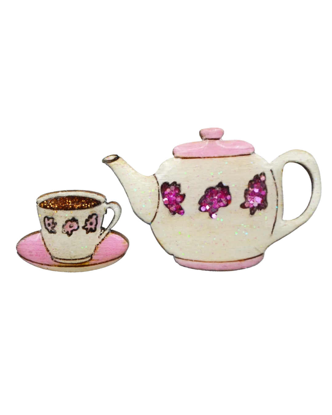 Tea Pot and Cup Wooden Shapes