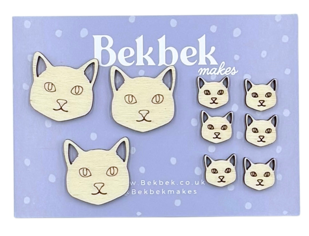 Cat Face Wooden Shapes