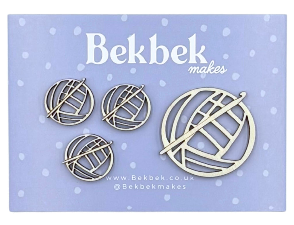 Ball of Wood & Crochet Hook Wooden Shapes