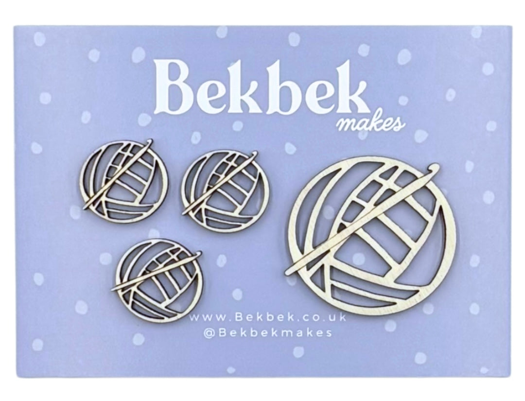 Ball of Wood & Crochet Hook Wooden Shapes