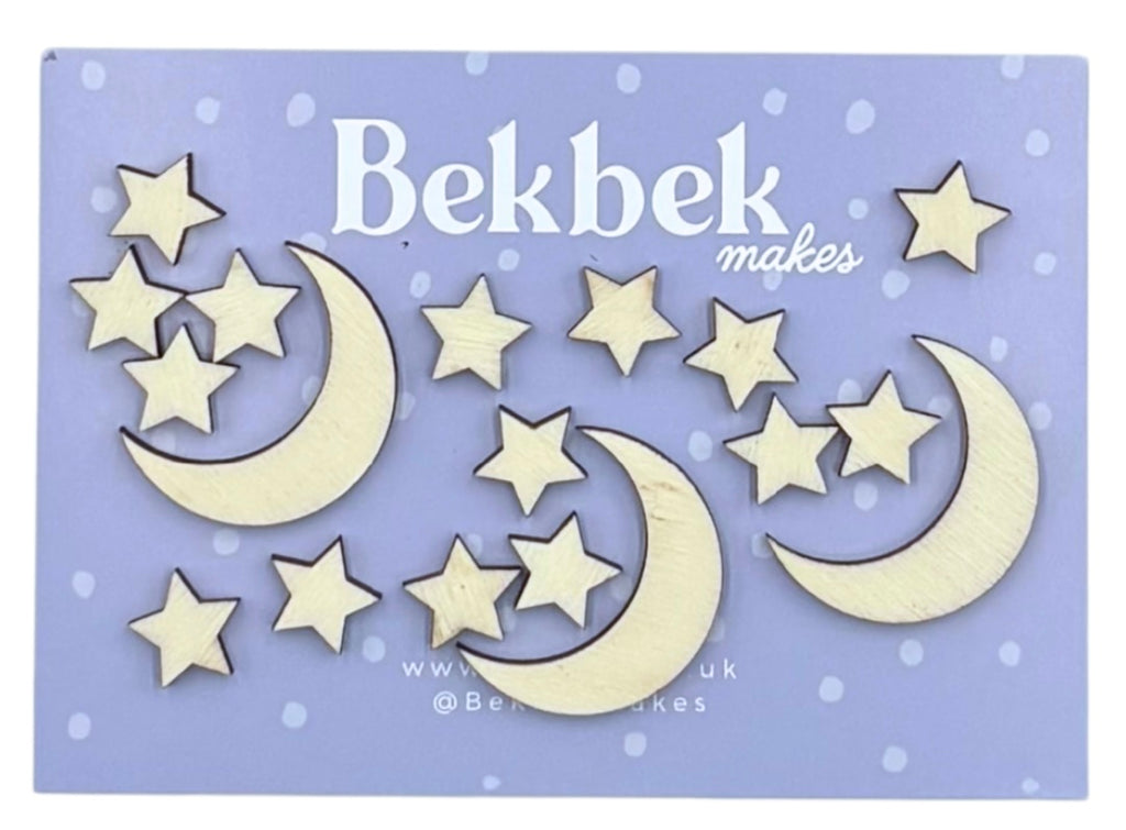 Half Moon & Stars Wooden Shapes