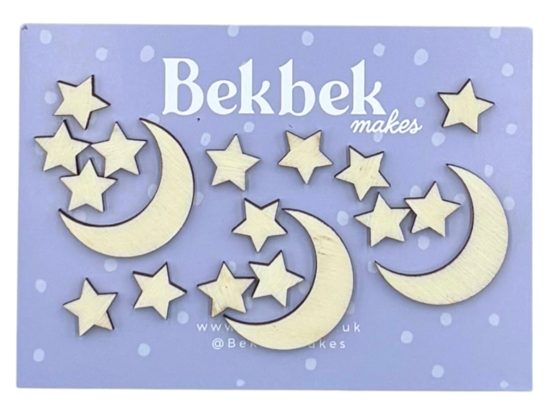 Half Moon & Stars Wooden Shapes