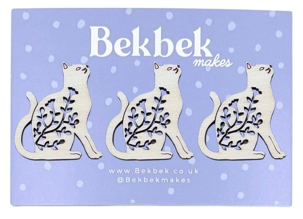 Floral Cat Wooden Shapes