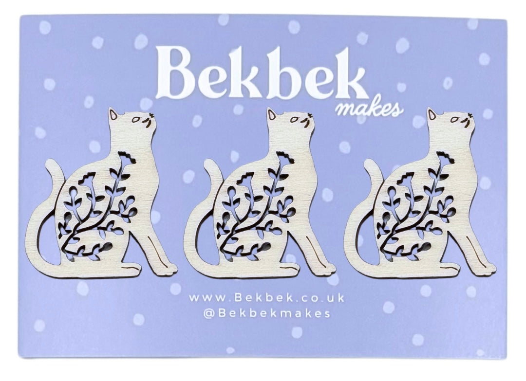 Floral Cat Wooden Shapes