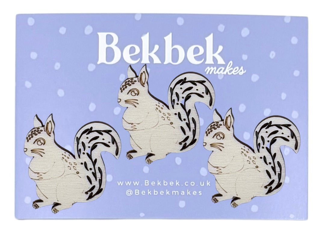 Floral Squirrel Wooden Shapes
