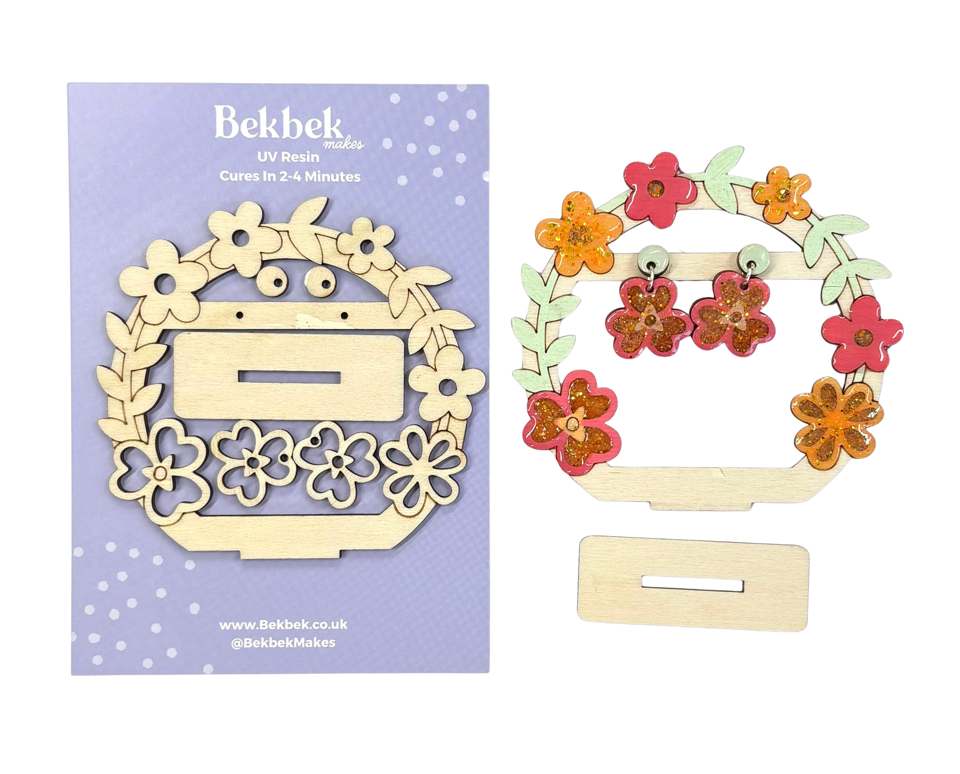 Floral Wooden Earring Stand & Earring shapes