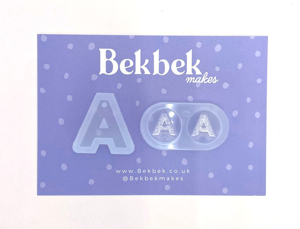 Alphabet reusable silicone mould - Pendant and stud size