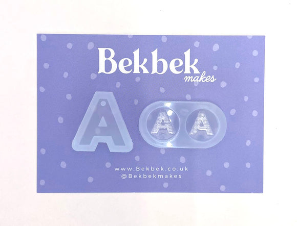 Alphabet reusable silicone mould - Pendant and stud size