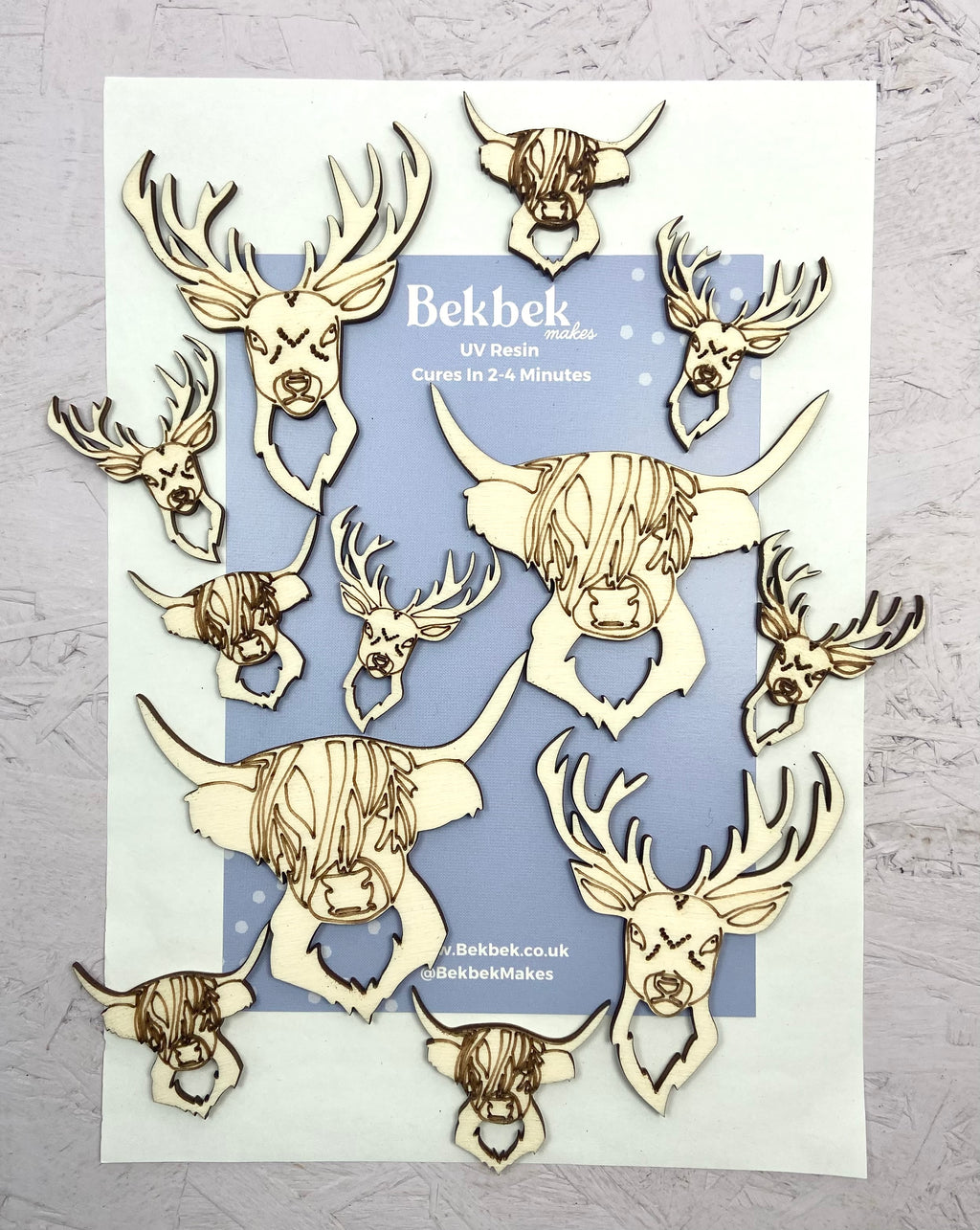 Stag & Highland Cow Wooden Shapes