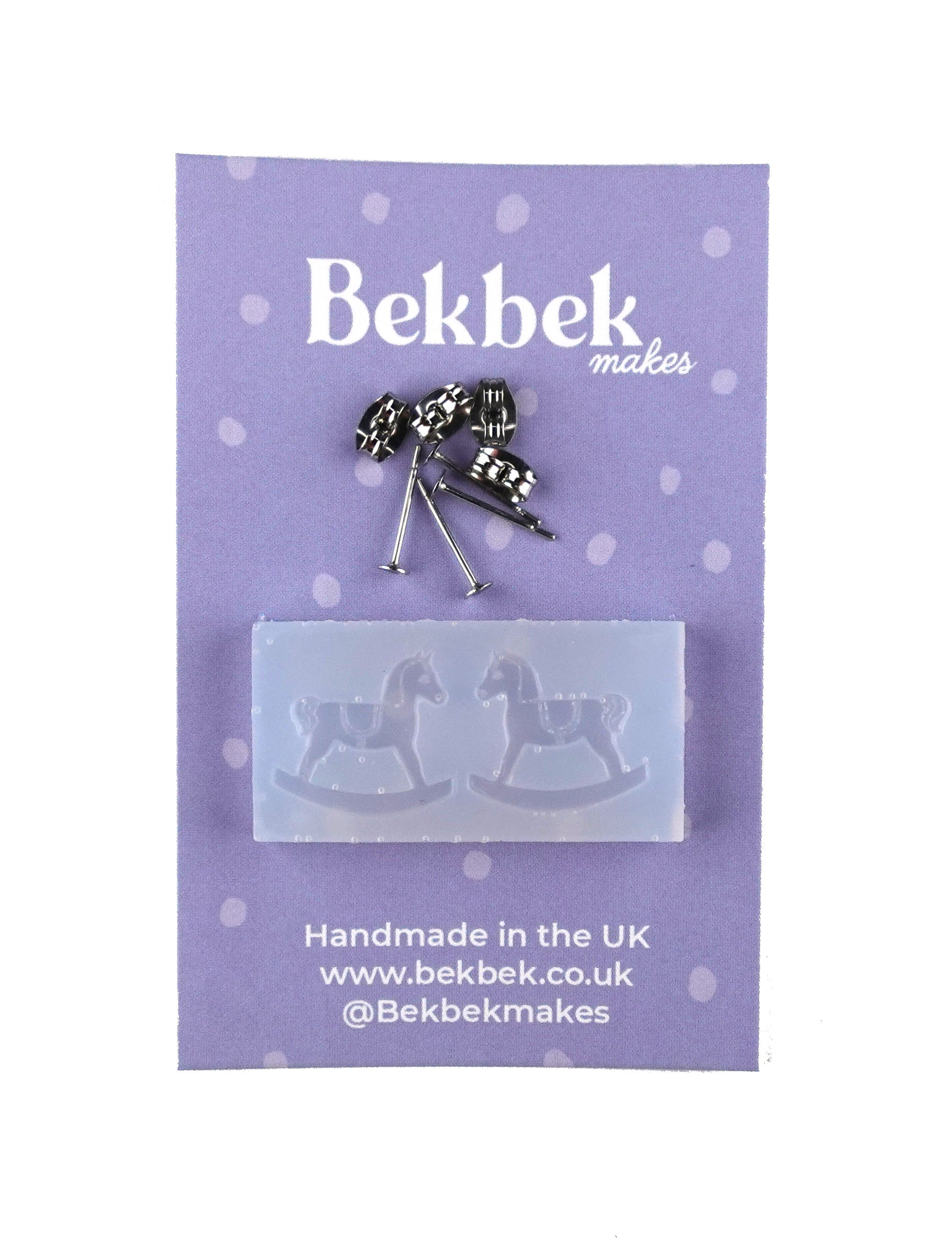 Rocking Horse Earrings Reusable Silicone Mould (& Earring Posts x 2 pairs)