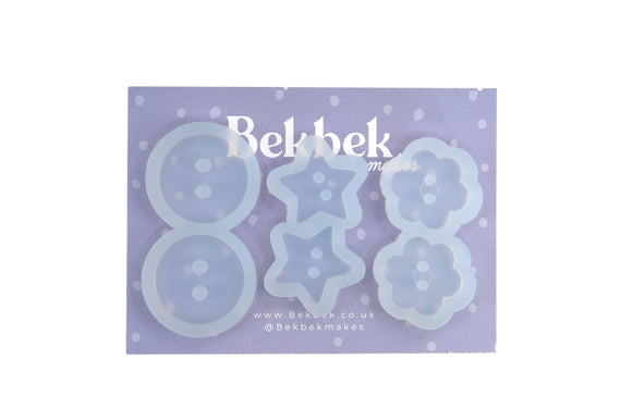 Buttons Mix Reusable Silicone Moulds - Circle, Star, Flower