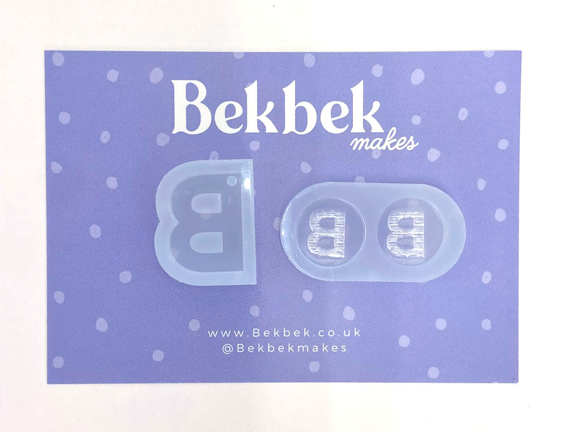 Alphabet reusable silicone mould - Pendant and stud size