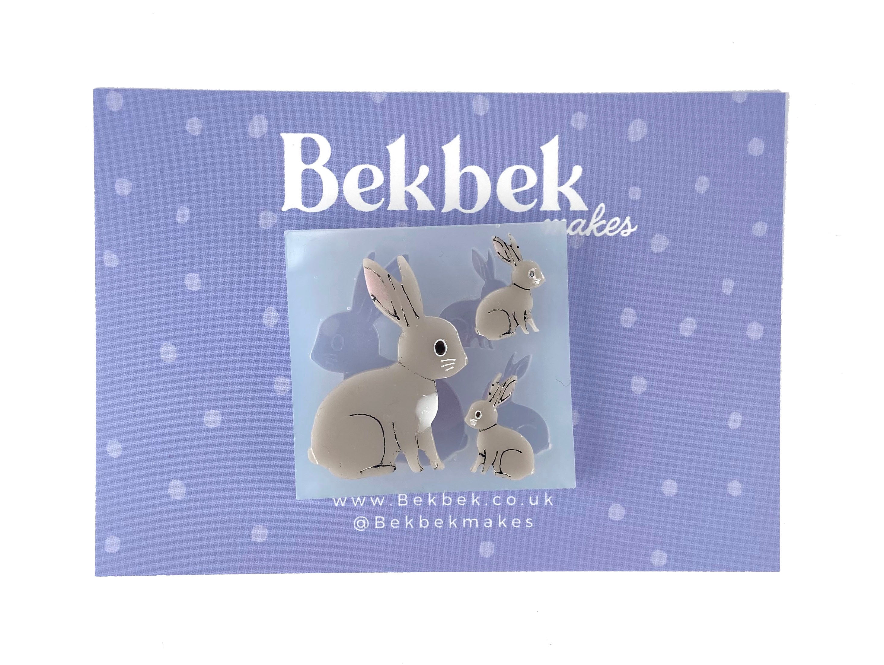 Bunny Pin Badge & Earring Size Reusable Silicone Mould