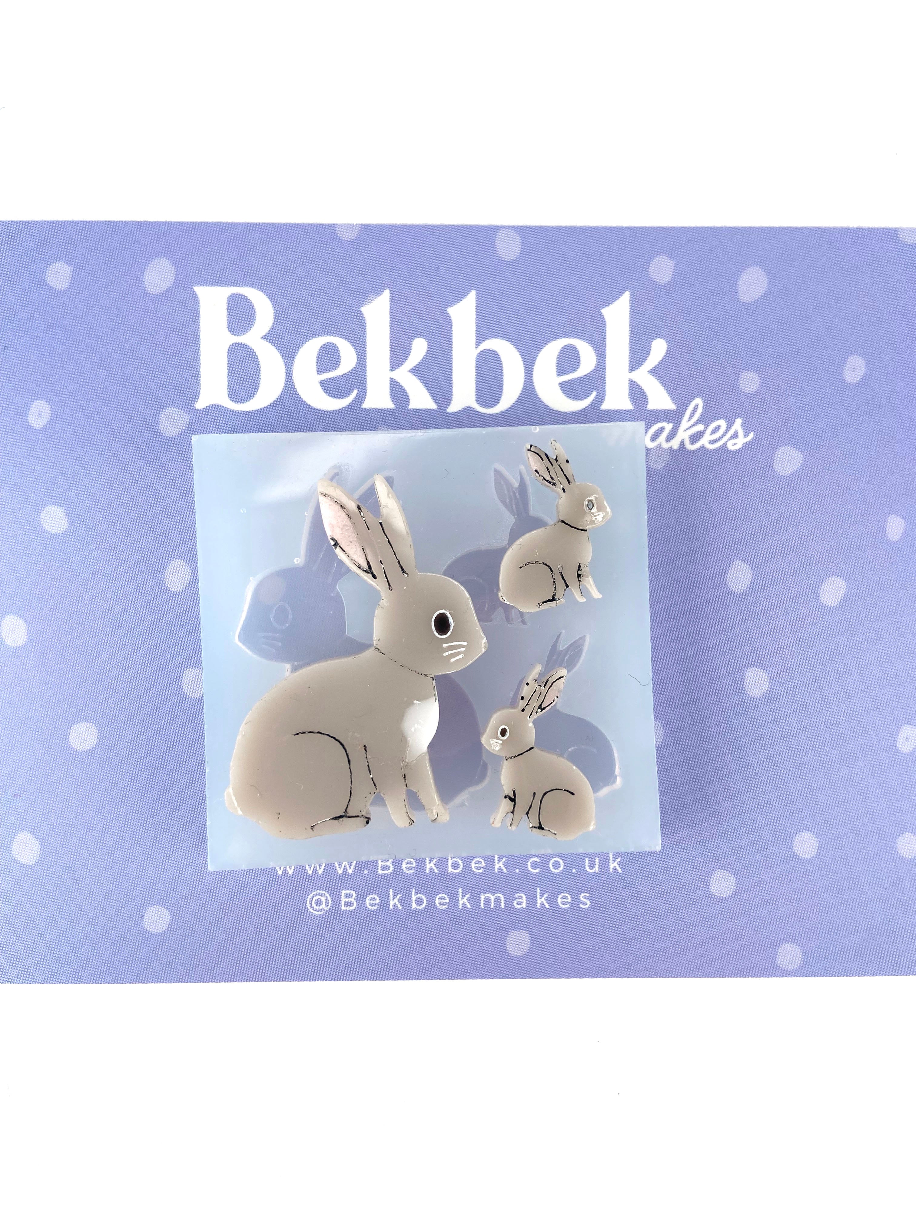 Bunny Pin Badge & Earring Size Reusable Silicone Mould