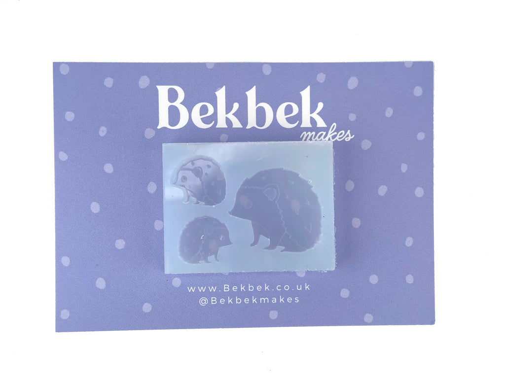 Hedgehog Sitting Pin Badge & Earring Size Reusable Silicone Mould