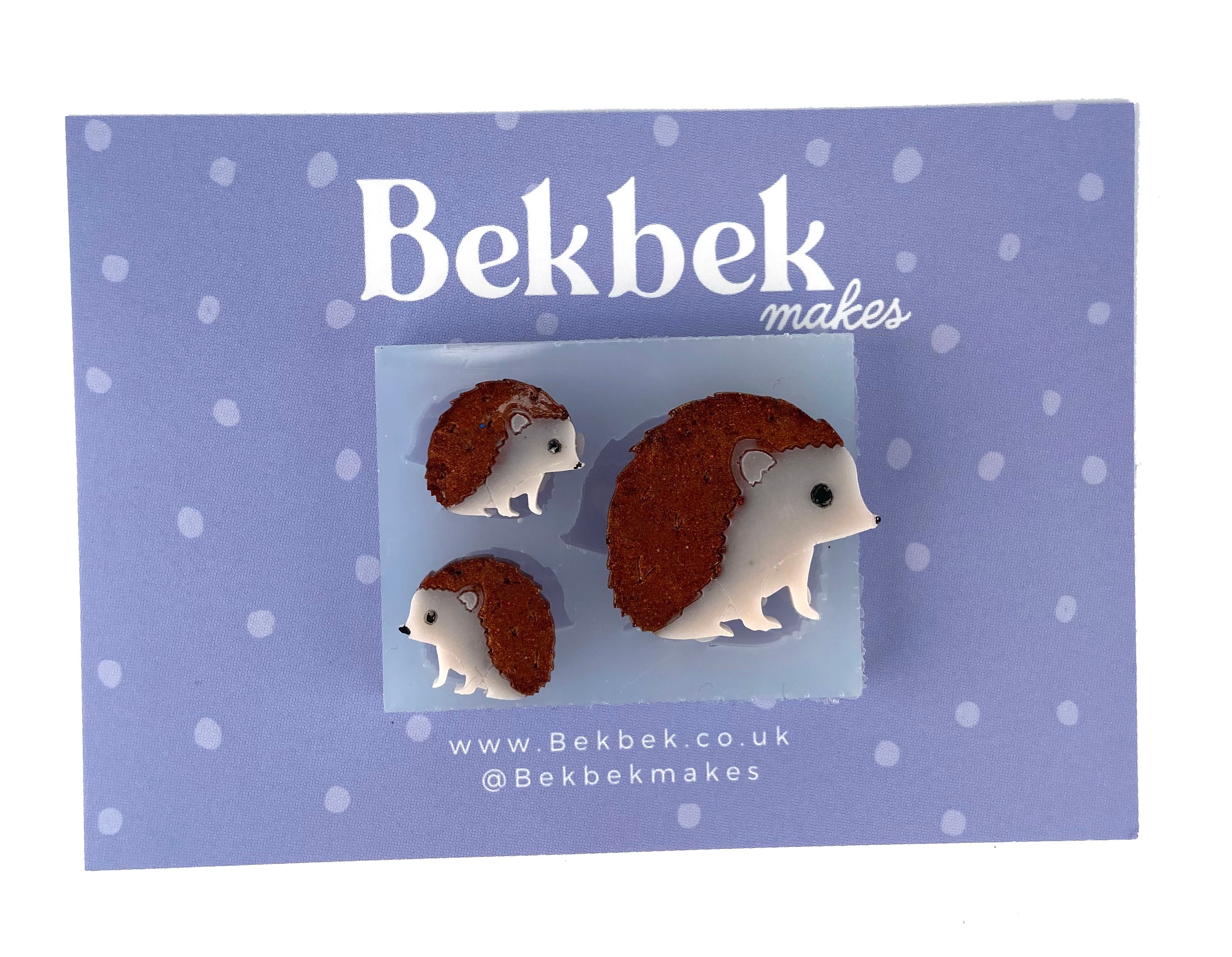 Hedgehog Sitting Pin Badge & Earring Size Reusable Silicone Mould