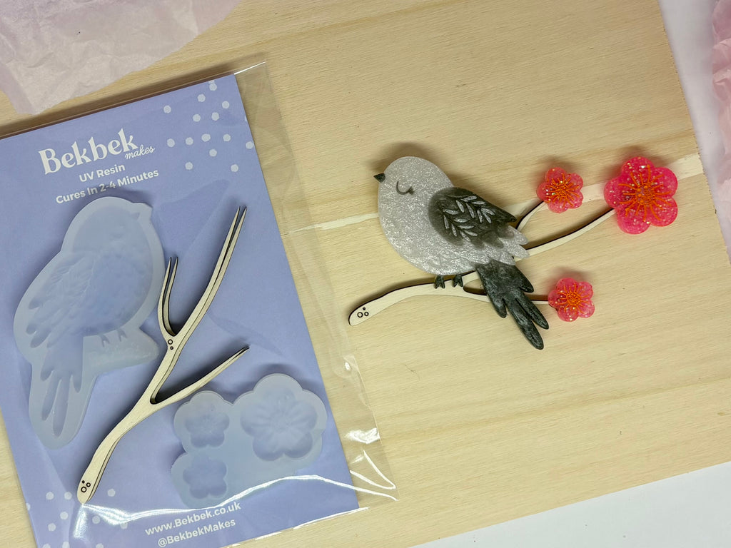 Japan Inspired Snow Fairy Bird & Sakura Blossom