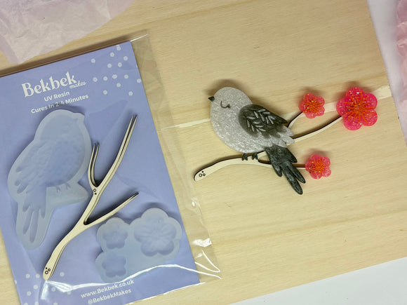 Japan Inspired Snow Fairy Bird & Sakura Blossom