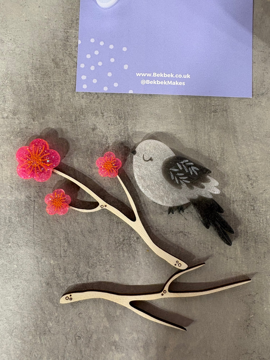 Japan Inspired Snow Fairy Bird & Sakura Blossom