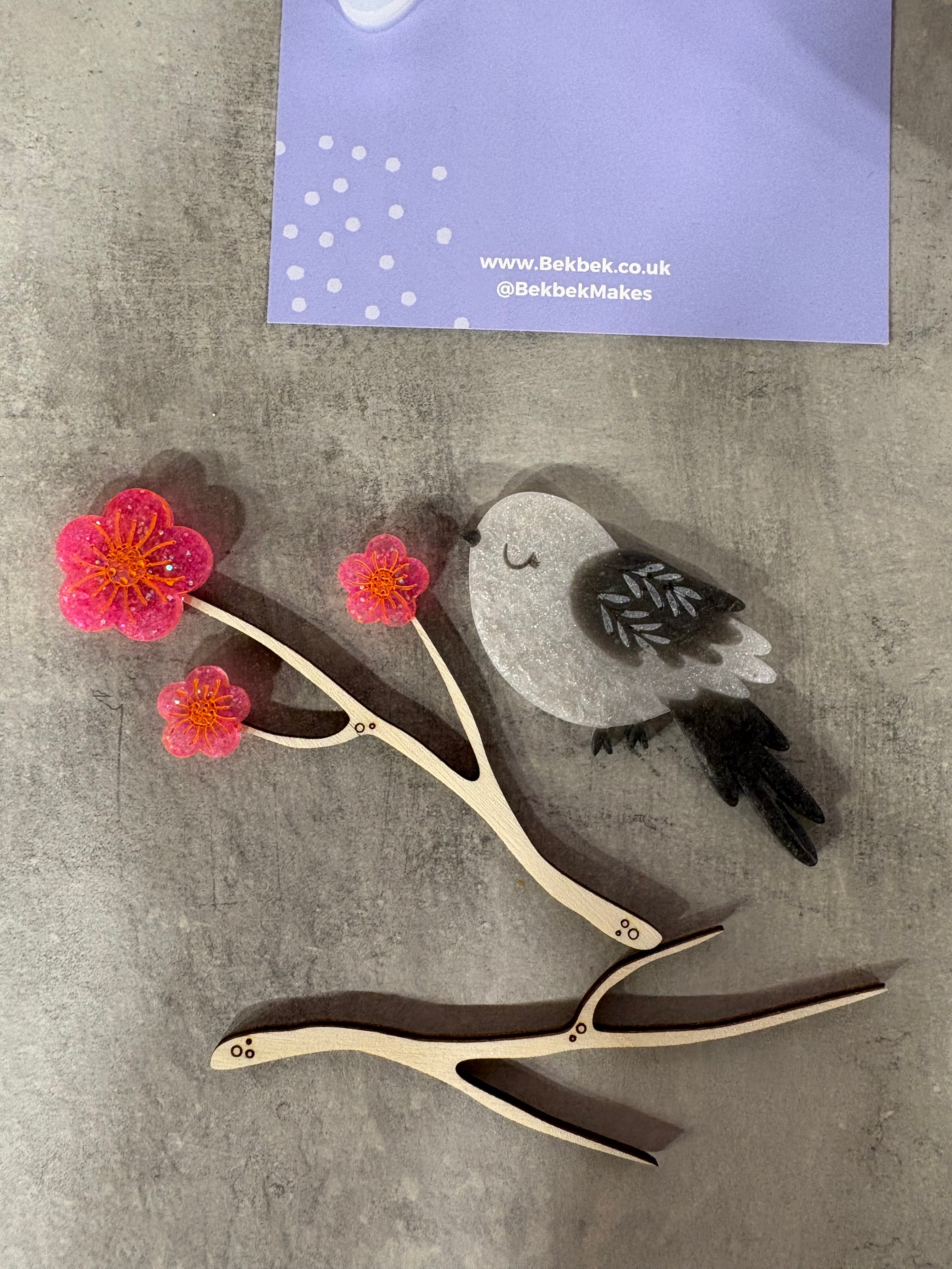 Japan Inspired Snow Fairy Bird & Sakura Blossom