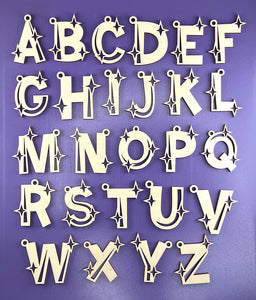 Alphabet Sparkle Keyring Wooden Blanks