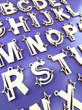 Alphabet Sparkle Keyring Wooden Blanks