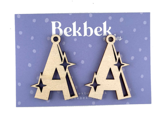 Alphabet Sparkle Keyring Wooden Blanks