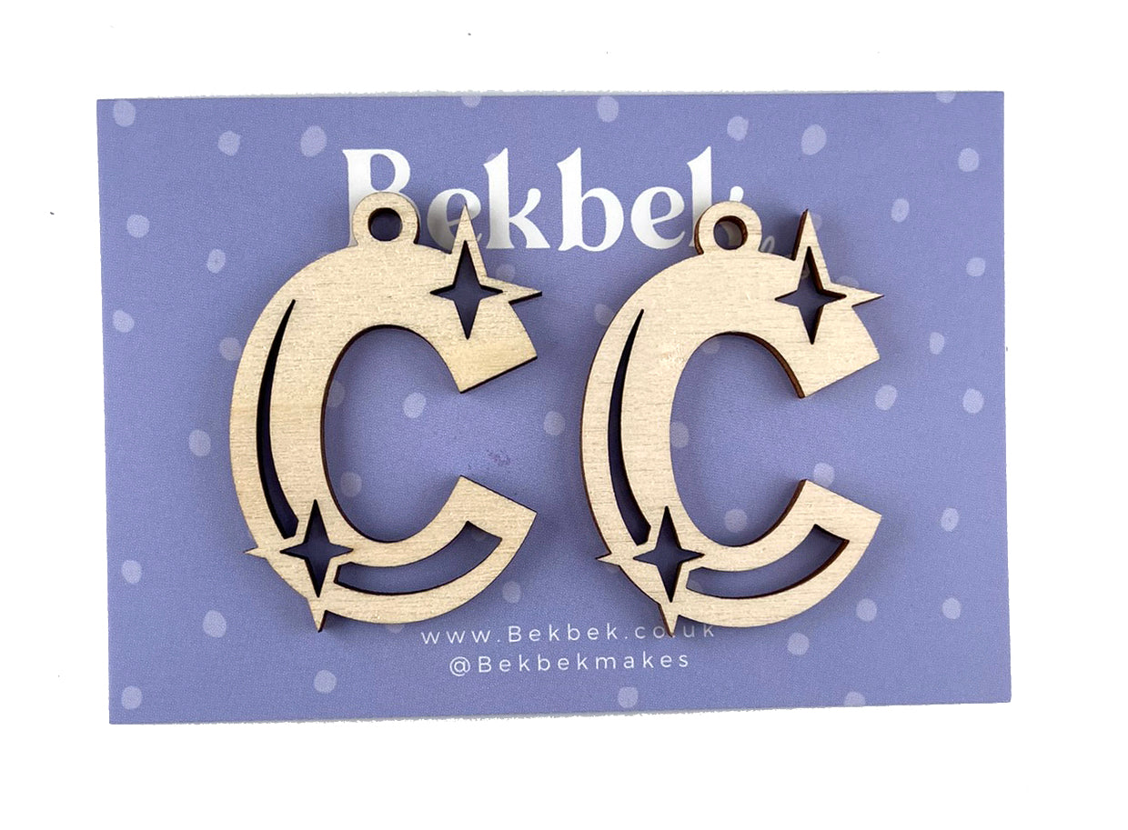 Alphabet Sparkle Keyring Wooden Blanks