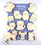 Cute Animals Wooden Shapes Card Embellishments/ Jewellery Blanks