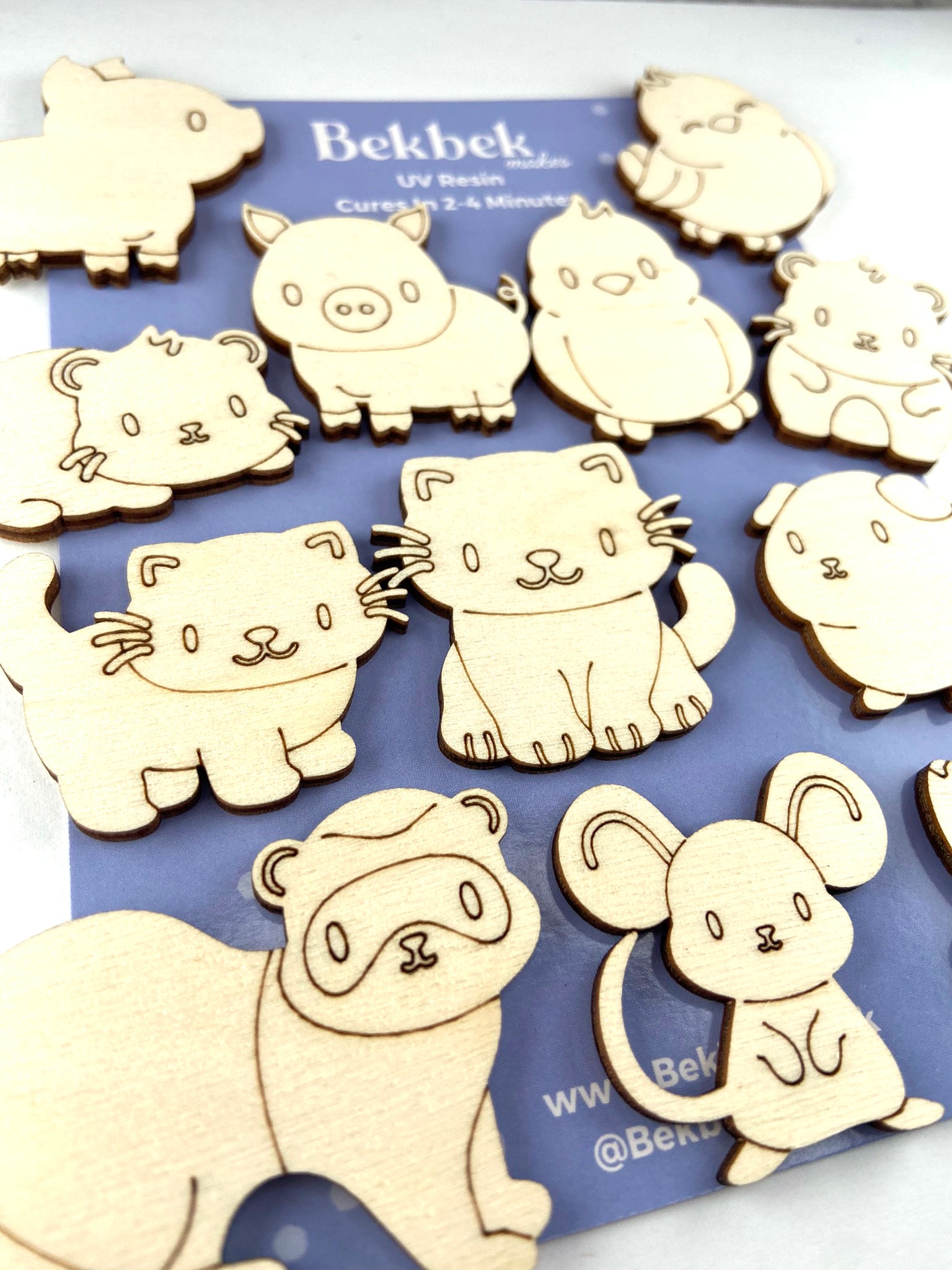Cute Animals Wooden Shapes Card Embellishments/ Jewellery Blanks