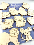 Cute Animals Wooden Shapes Card Embellishments/ Jewellery Blanks