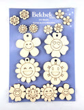 Happy Hippy Flowers Wooden Card Embellishments/ Jewellery Blanks