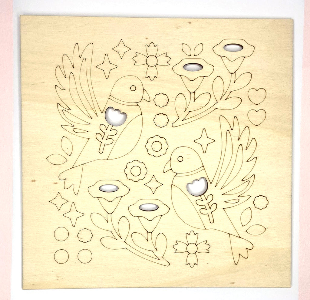Bird Folk Art Wooden Picture Kit