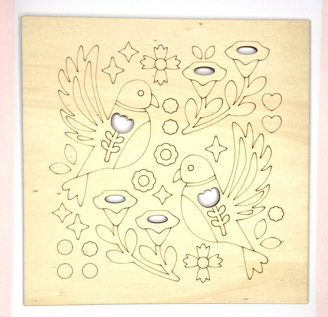Bird Folk Art Wooden Picture Kit