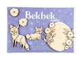Wooden Layered Brooch Sets - Fox