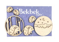 Wooden Layered Brooch Sets - Hedgehog