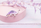 Diplodocus Dinosaur Pin Badge - Pastel Purple and Purple