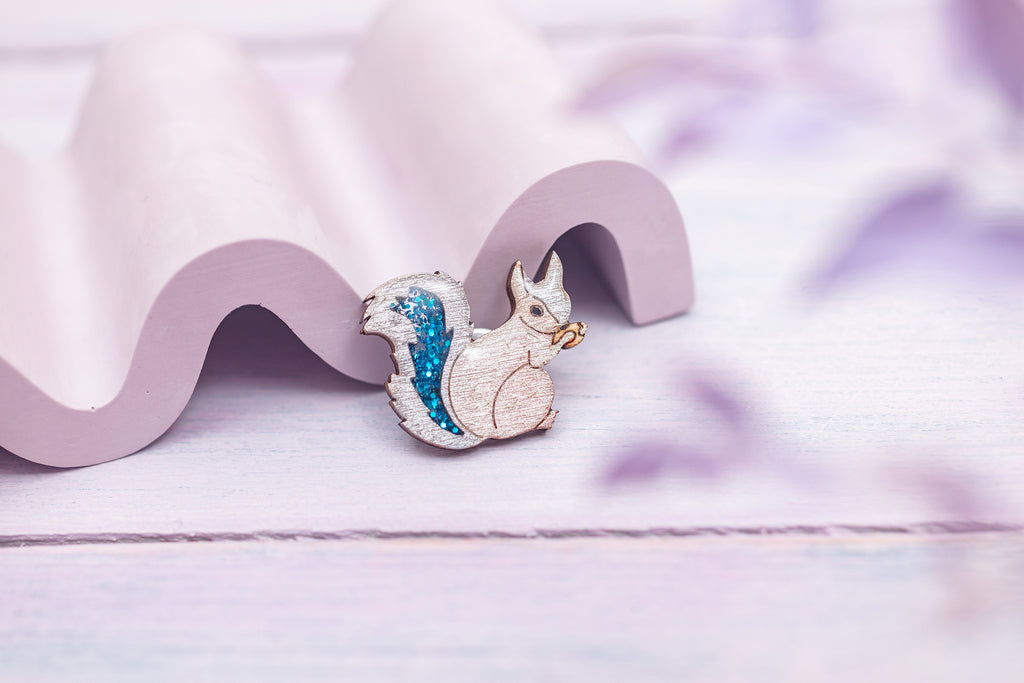 Grey Squirrel Pin Badge