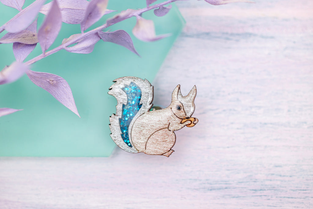 Grey Squirrel Pin Badge