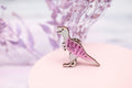 Tyrannosaurus T-Rex Pin Badge - Pastel Pink & Green