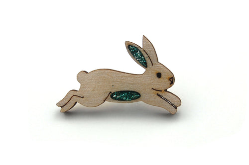 Bunny Rabbit Pin Badge - Emerald Green