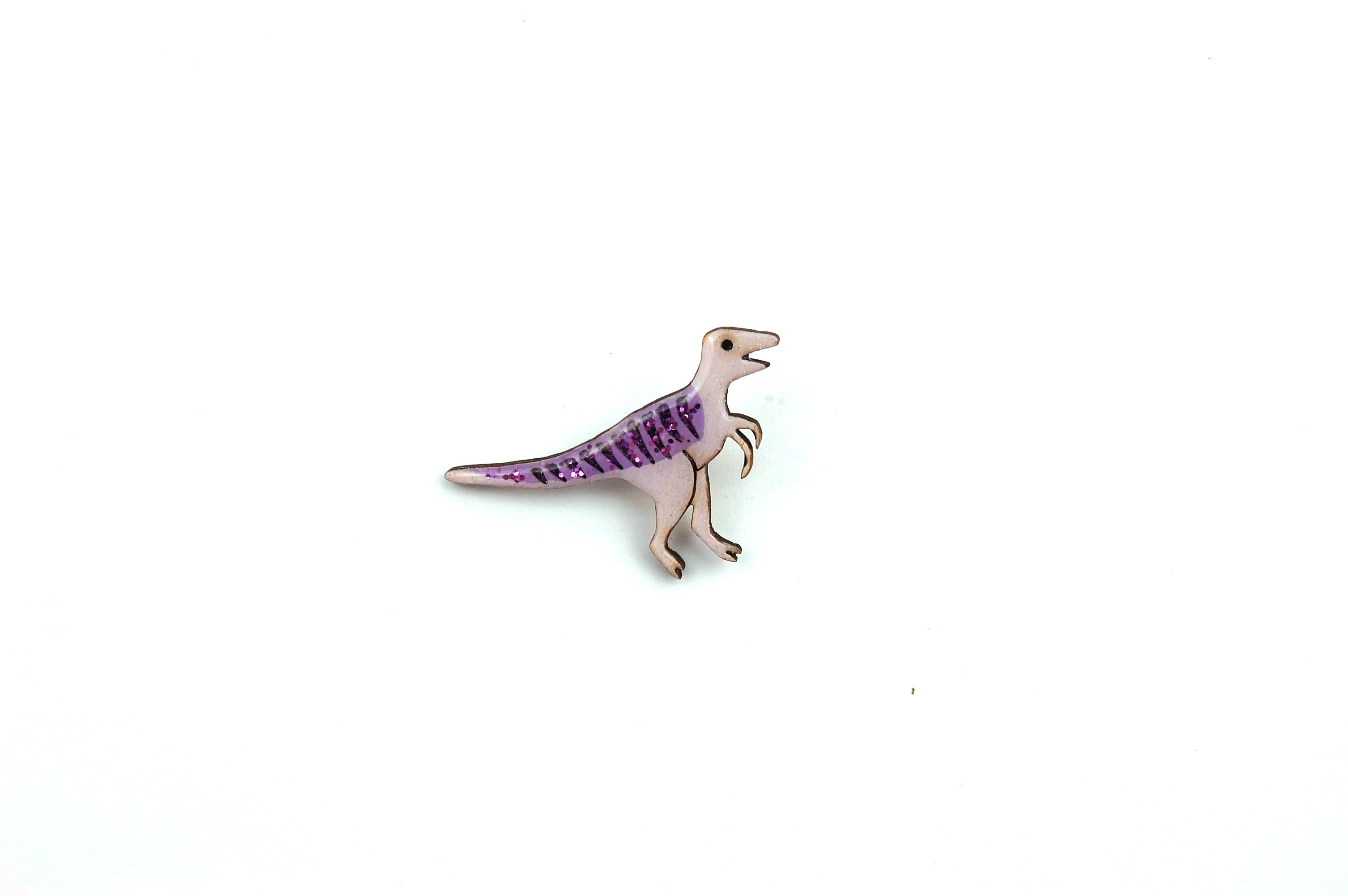 Velociraptor Pin Badge - Pastel Purple and Dark Purple